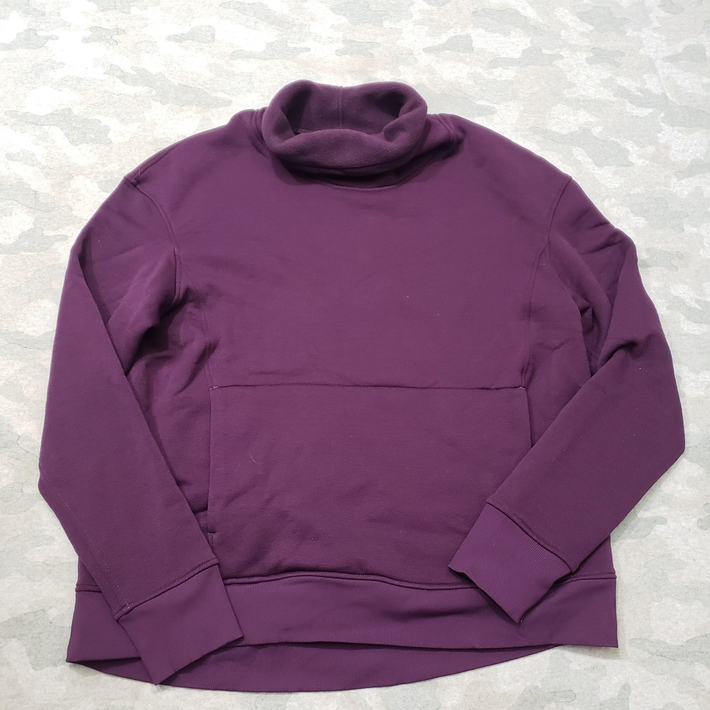 Lululemon Sweatshirt Womens 12 Purple Fleece Turtleneck Pullover Pockets Gym